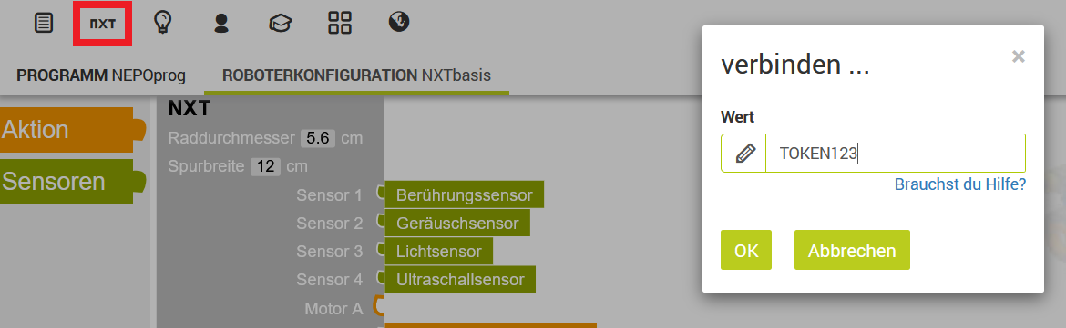 Token eingeben
